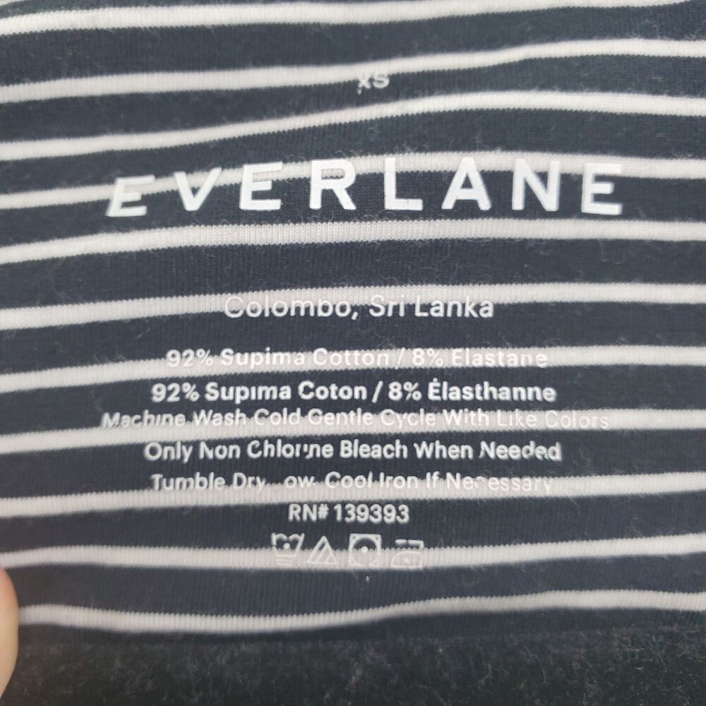 XS Everlane Long Sleeve Bodysuit V Neck Black White Stripes - Picture 5 of 9